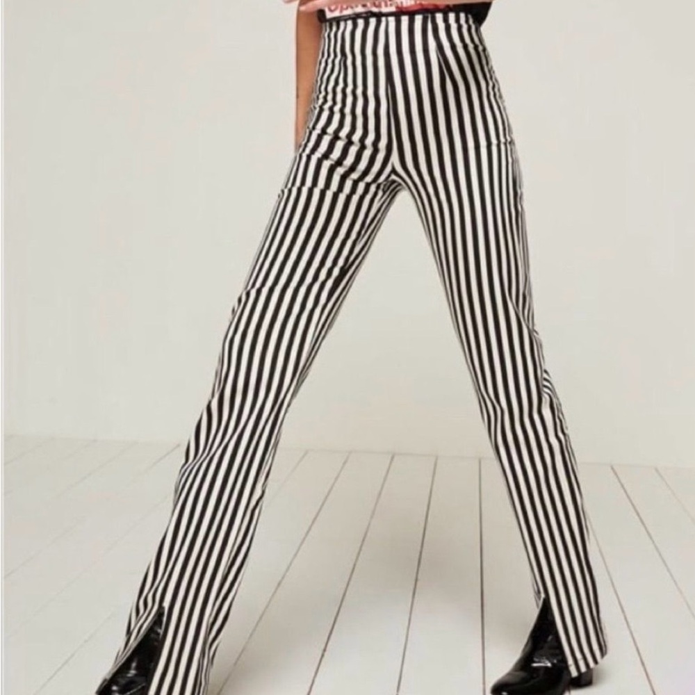 Wild Honey Black and White Striped Flare Pants